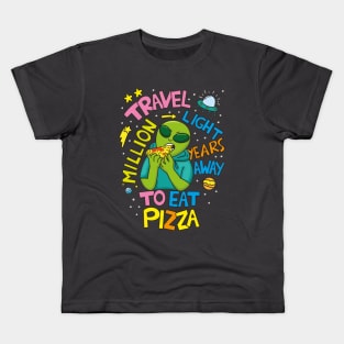 Storm Area 51 Green Alien eating Pizza Kids T-Shirt